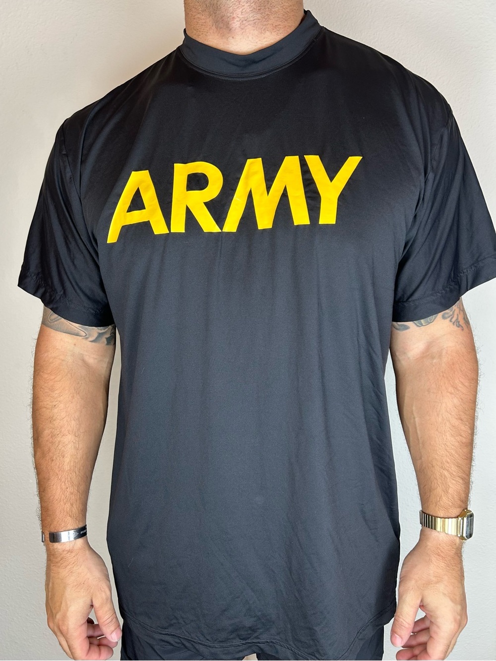 Dri-Duke US Army APFU PT Shirt Men's XL Black Yellow T-Shirt Made in USA